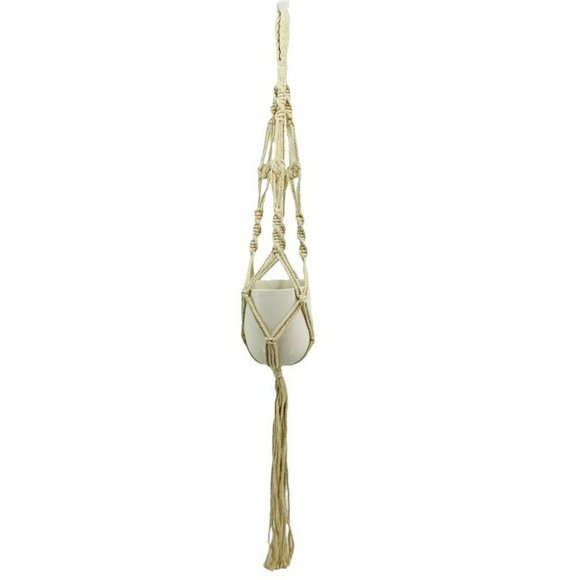 Macramé Indoor Wall Hanging Planter Basket Flower Pot Holder Boho Home Decor - Picture 1 of 4